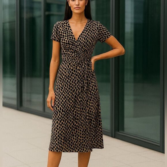 Max Mara Animal Print Faux Wrap Midi Dress - Picture 1 of 7